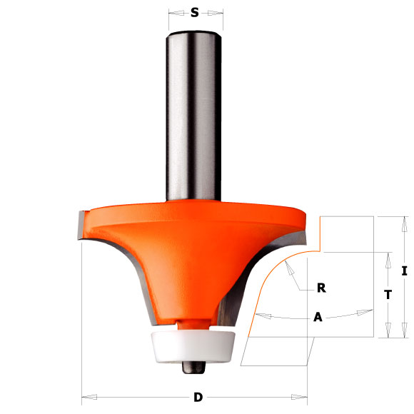 CMT C966 Abrundfräser für Mineralwerkstoffe  - R12,7 D50,8 I25,4 S=12mm