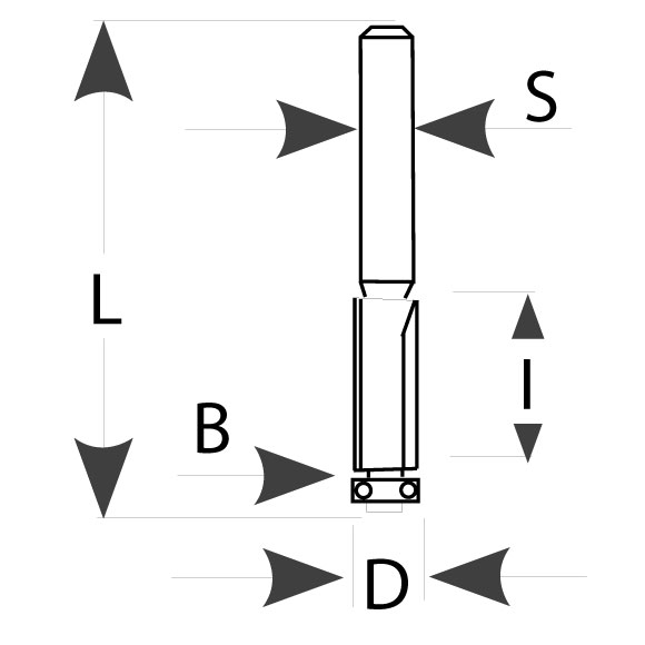 IGM M107 Bündigfräser ziehender Schnitt - D12,7x25,4 L76,4 S=8 HW