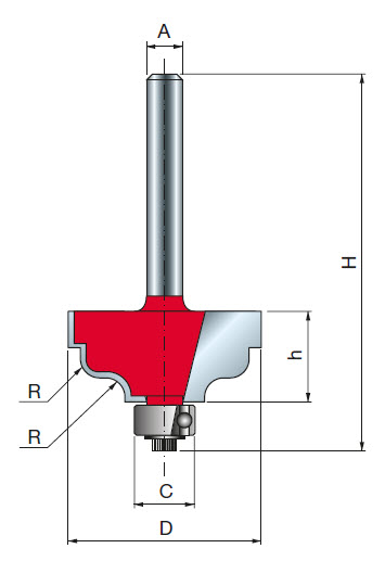 Freud Doppel-Rundungsfräser Schaft 6 mm 3,2 (Radius)