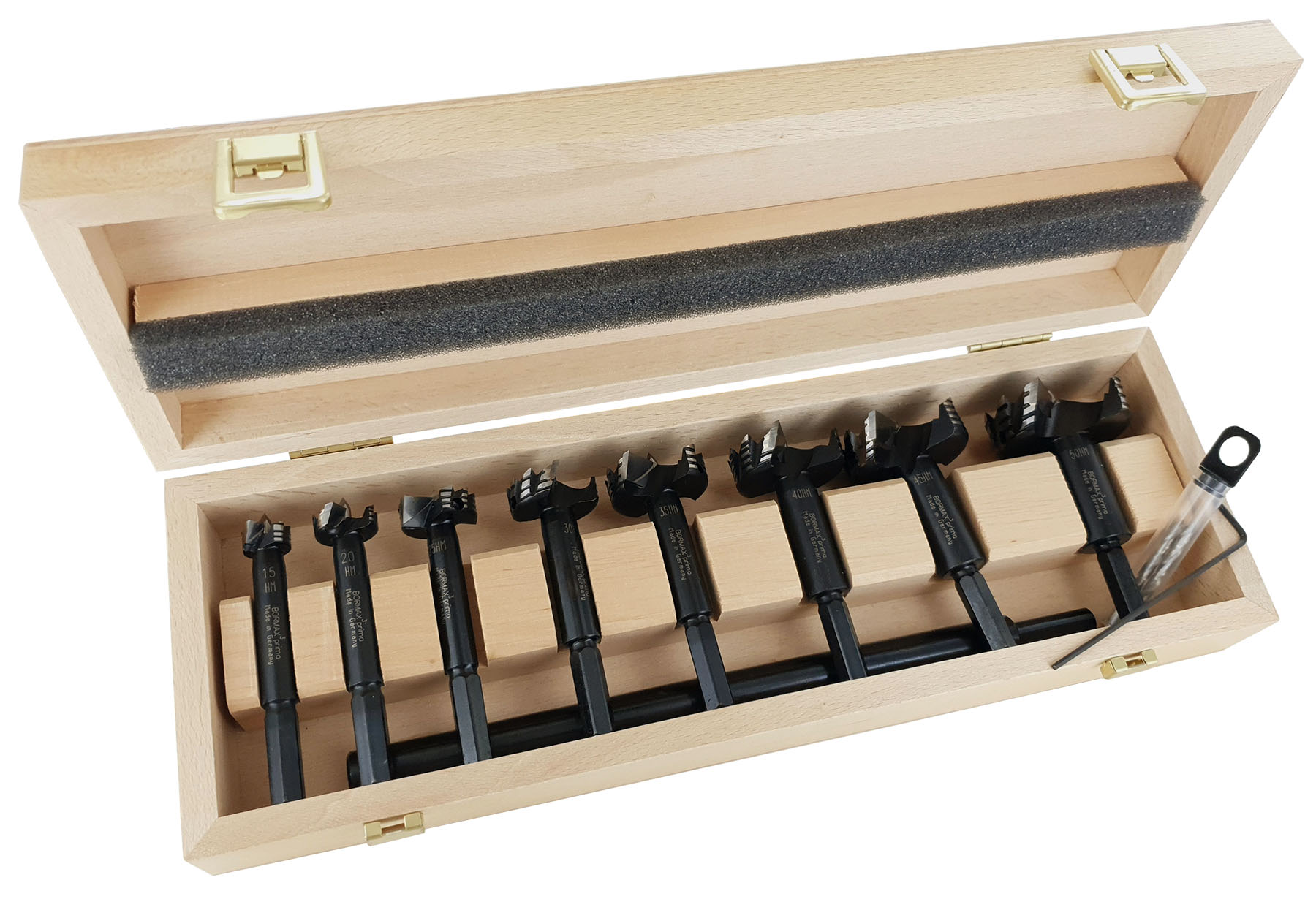 FAMAG 1664 Bormax³ HM prima Forstnerbohrer Satz 9-teilig, inkl. Zentrierspitze, Vorbohrer u. Verläng