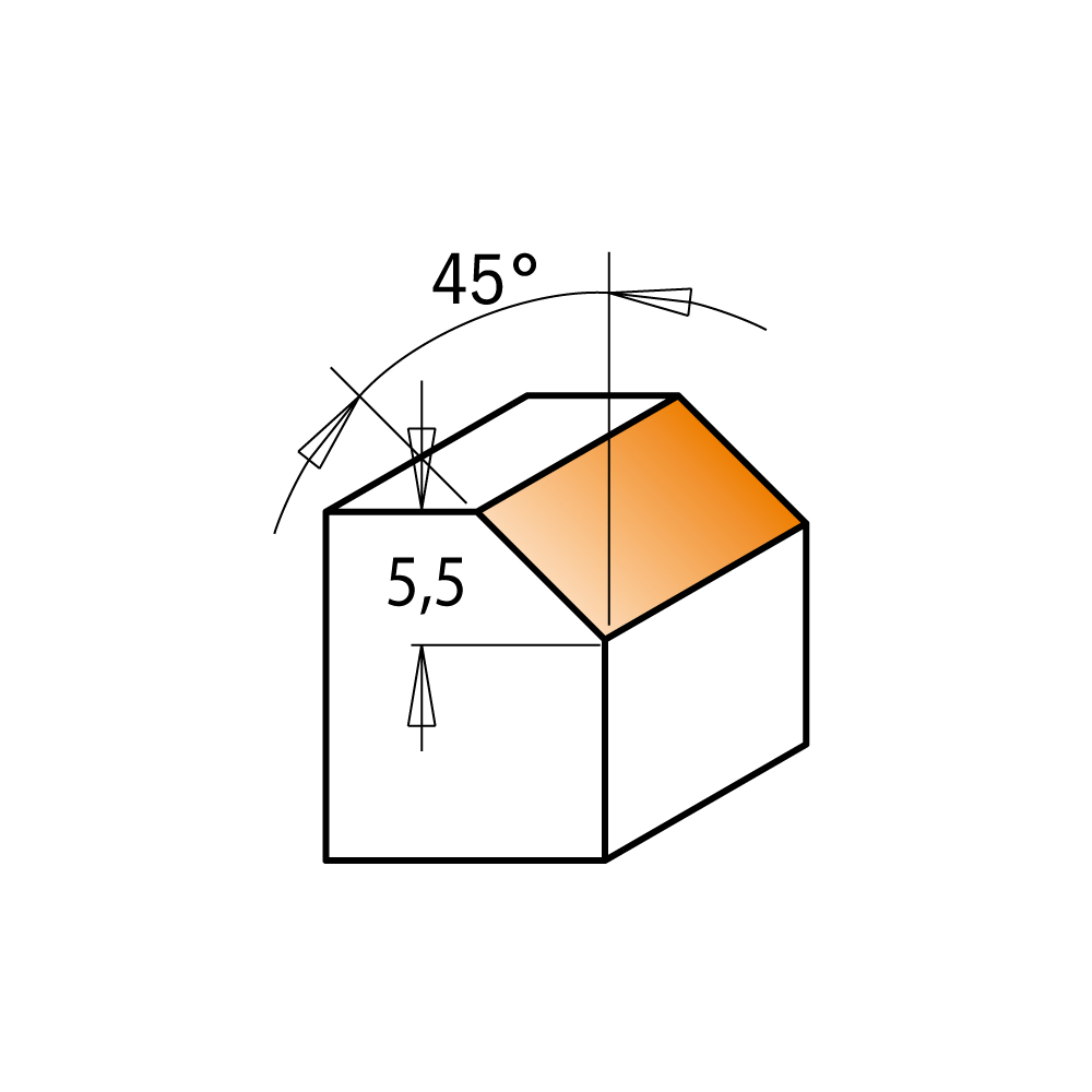 CMT C910 Bündig- und Fasenfräser - 45° D27x5,5 S=8 HW