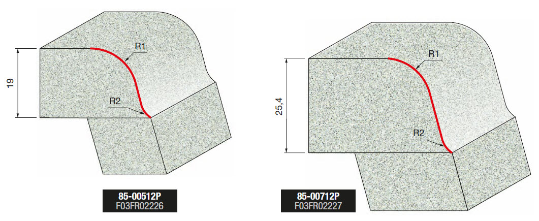 Freud Rundungsfräser für Becken Schaft 12 mm 12,7 x 6,35 (Radius 1 x Radius 2)