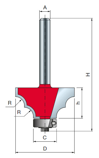 Freud Doppel-Rundprofilfräser Schaft 6 mm 5 (Radius)