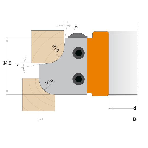 Multiprofil-Messerkopf R10 MAN - D121 d30 Z2 ALU