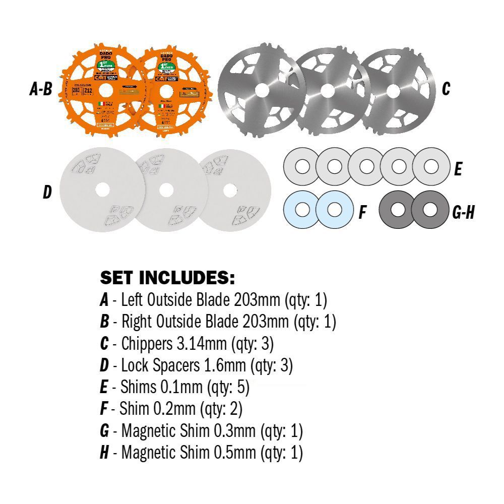 CMT Nutscheibe im Set DADO PRO Ø 203 x 6,2-20 d30 Z12 HW