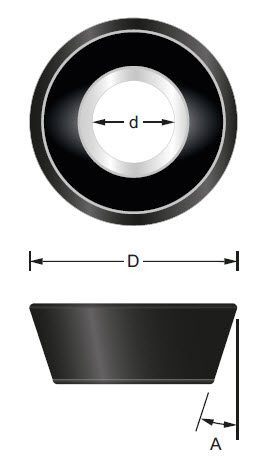 Anlauflager Kunststoff-ummantelt A=11° D=20 d=6.35 H=7
