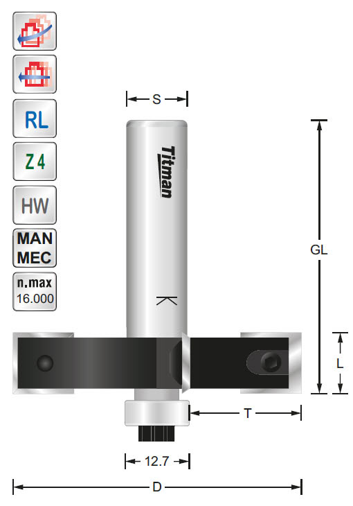 WP-Falzfräser Z=4 D=57 L=12 GL=54 S=12