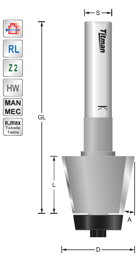 Fasefräser/Lager HW Z=2 D=32 d=22 L=25 A=11° S=12
