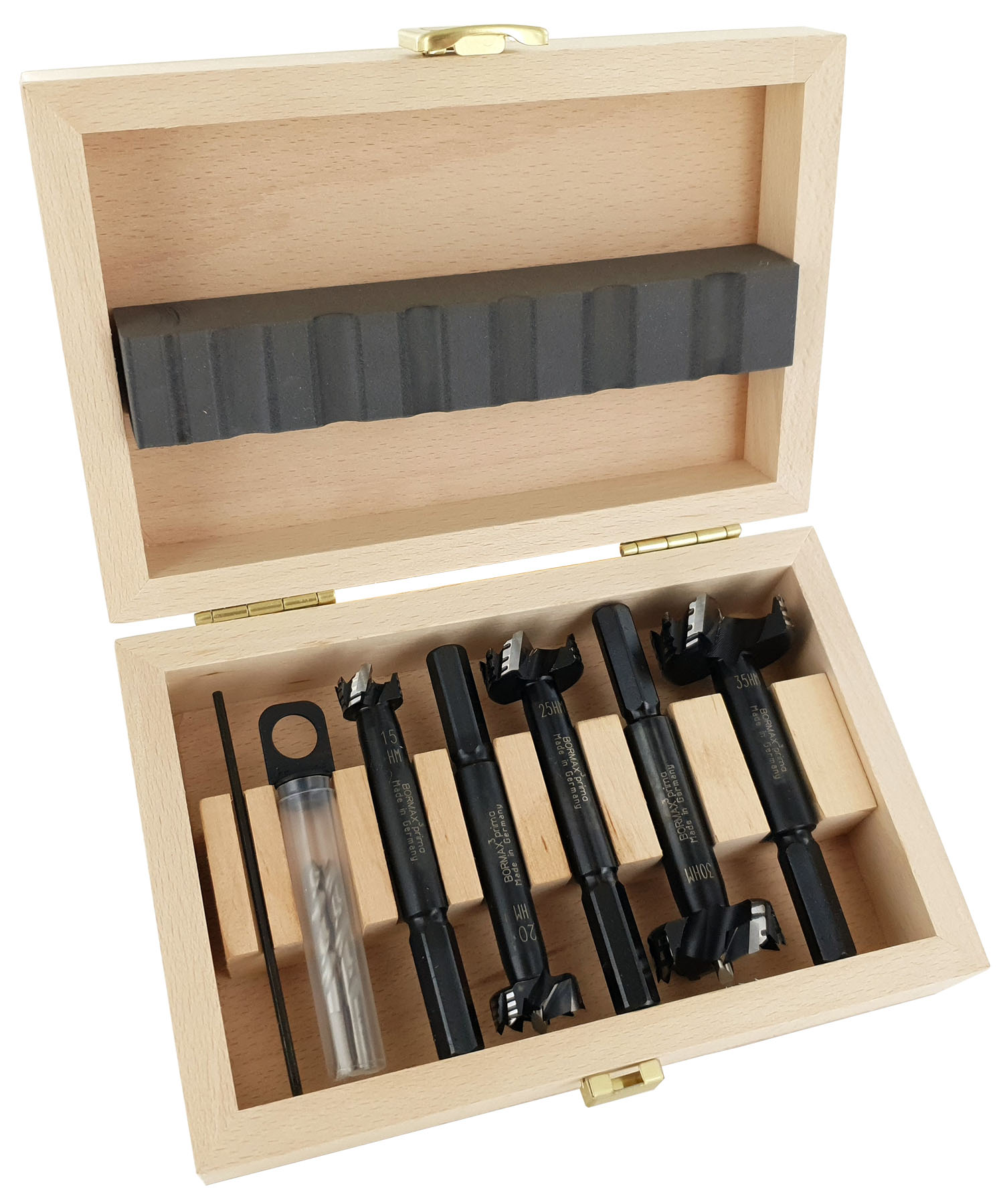 FAMAG 1664 Bormax³ HM prima Forstnerbohrer Satz Ø 15, 20, 25, 30, 35 mm, inkl. Zentrierspitze u. Vor