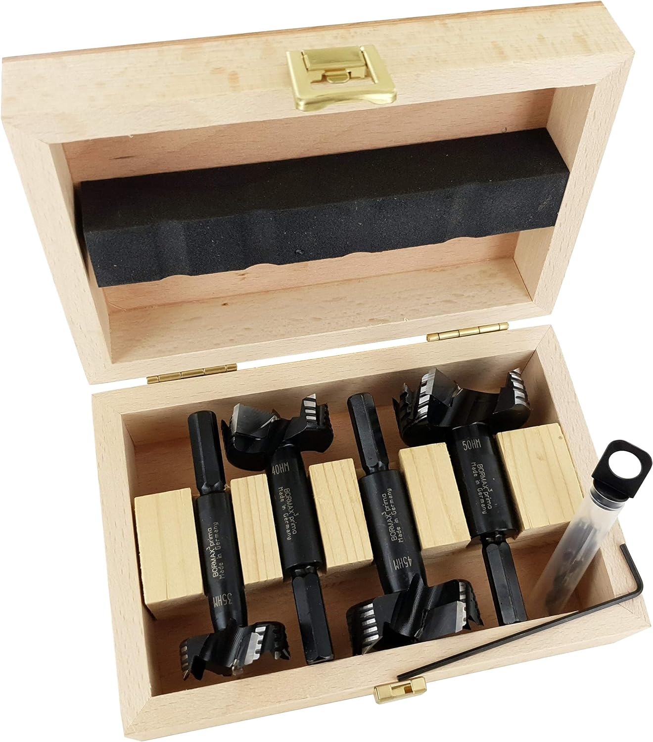 FAMAG 1664 Bormax³ HM prima Forstnerbohrer Satz Ø 35, 40, 45, 50 mm, inkl. Zentrierspitze u. Vorbohr